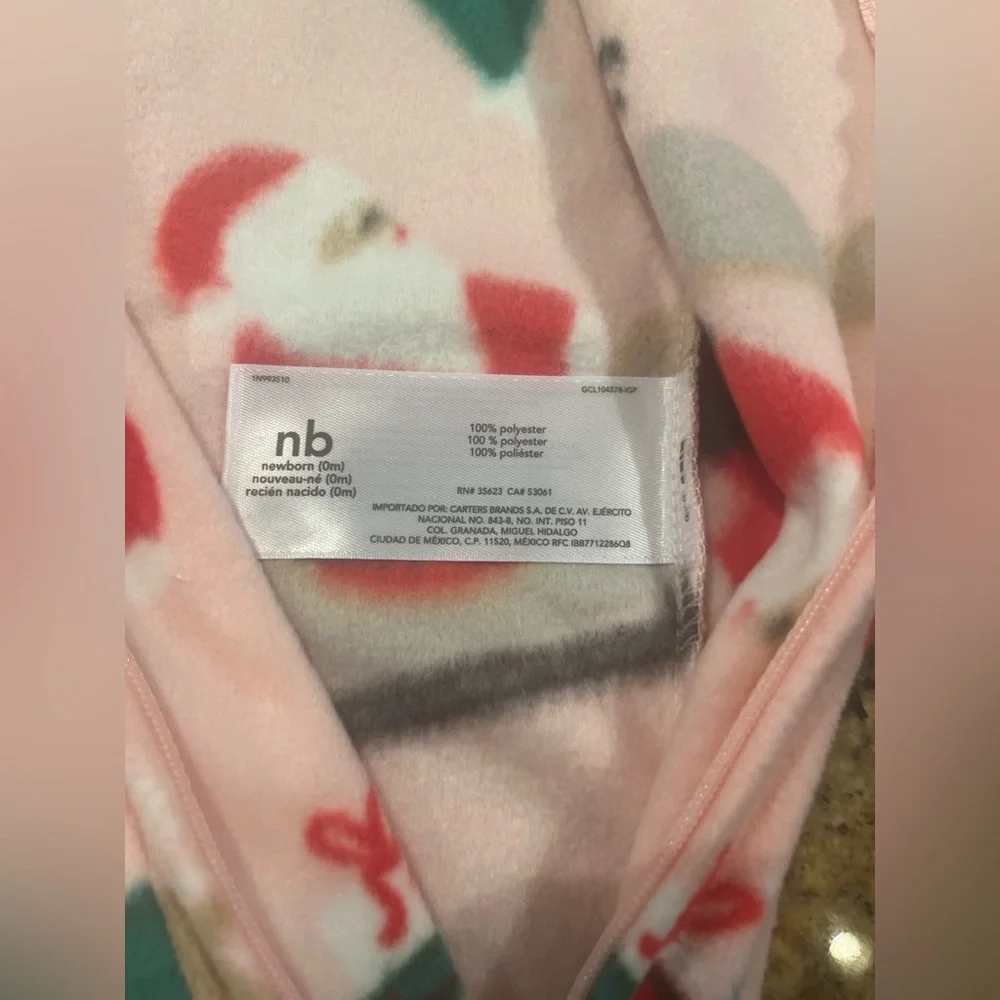 NWT Carter’s Newborn Girl Santa Fleece 1pc Pajamas